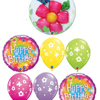 Birthday Flowers and Butterfly Balloons Bouquet
