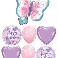Birthday Flutters Butterfly Balloon Bouquet with Helium and Weight