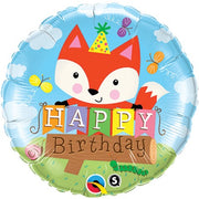 18 inch Birthday Fox Foil Balloon with Helium