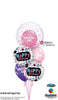 Birthday Girl Bubble Dots Cupcake Balloon Bouquet with Helium Weight