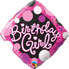 18 inch Birthday Girl Pink Diamond Foil Balloon with Helium