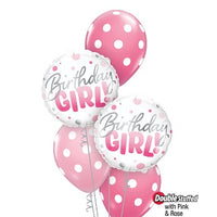 Birthday Girl Pink Rose Polka Dots Balloons Bouquet