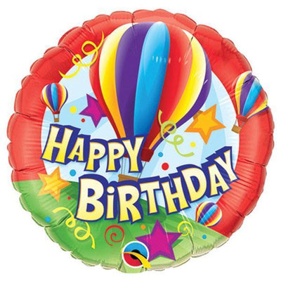 18 inch Circus Happy Birthday Hot Air Balloon Foil Balloon with Helium