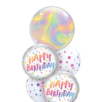 Birthday Iridescent Swirls Dots Balloons Bouquet