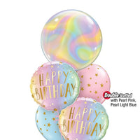Birthday Iridescent Swirls Ombre Stars Balloons Bouquet