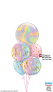 Birthday Iridescent Swirls Ombre Stars Balloons Bouquet