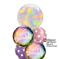 Birthday Iridescent Swirls Polka Dots Balloons Bouquet