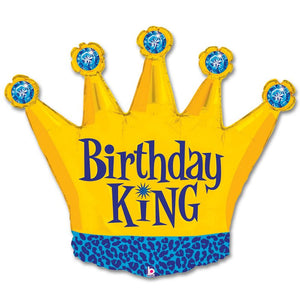 Birthday King Crown Balloon with Helium and Weight