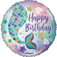 18 inch Birthday Mermaid Holographic Balloons with Helium