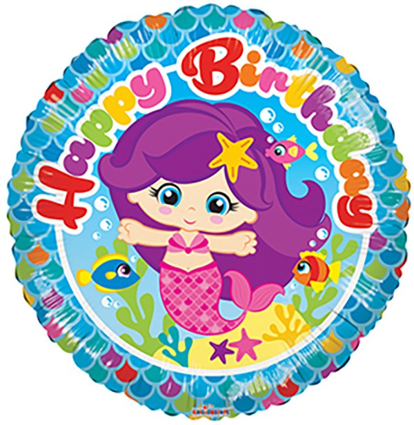 18 inch Birthday Mermaid Girl Balloon with Helium