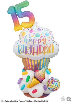 Birthday Ombre Cupcake Pick An Age Balloon Marquee