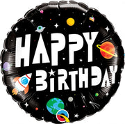 18 inch Birthday Outer Space Ship Planets Foil Balloon with Helium