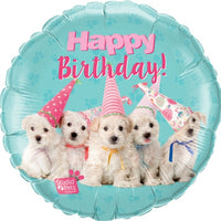18 inch Studio Pets Puppies Happy Birthday Foil Balloon with Helium