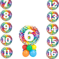 Birthday Pick An Age Rainbow Dots Balloon Centerpiece