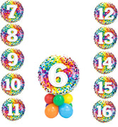 Birthday Pick An Age Rainbow Dots Balloon Centerpiece