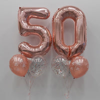 Birthday Pick An Age Rose Gold Confetti Balloons Bouquet