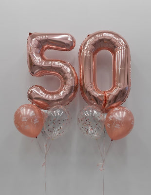 Birthday Pick An Age Rose Gold Confetti Balloons Bouquet