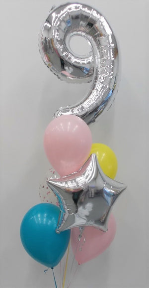 Birthday Pick An Age Silver Number Balloons Bouquet