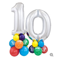 Birthday Pick an Age Silver Numbers Balloon Stand Up