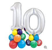 Birthday Pick an Age Silver Numbers Balloon Stand Up