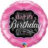 18 inch Pink Black Birthday Balloon with Helium