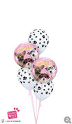 Birthday Puppies with Eyeglasses Paw Prints Balloons Bouquet