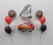 Birthday Racing Car Bouquets Pick An Age Silver Number Balloon Package