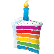 Birthday Cake Candle Rainbow Foil Balloon with Helium and Weight