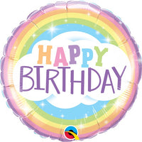 18 inch Birthday Pastel Rainbow Foil Balloon with Helium