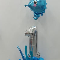 Birthday Pick An Age Silver Number Seahorse Balloon Marquee