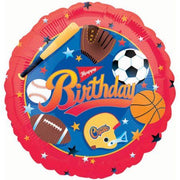 18 inch Happy Birthday Sports Foil Balloon with Helium
