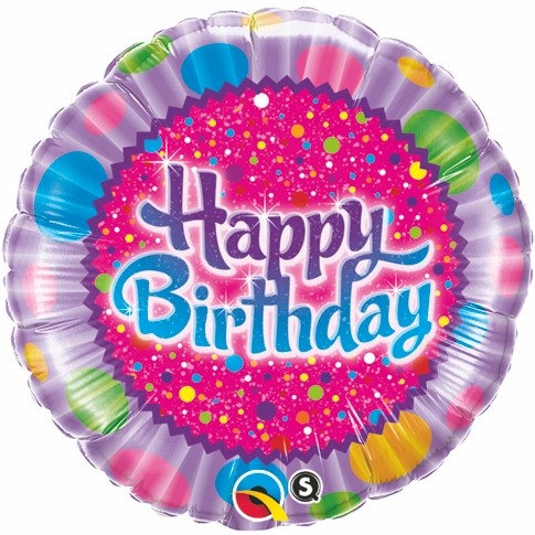 18 inch Birthday Circles Foil Balloon with Helium