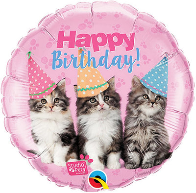 18 inch Studio Pets Happy Birthday Kittens Foil Balloon with Helium