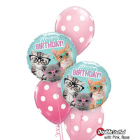 Birthday Studio Pets Kittens with Glasses Polka Dots Balloons Bouquet