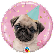 18 inch Birthday Studio Pets Pug Puppy Foil Balloon with Helium