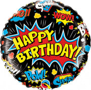 18 inch Superhero Black Birthday Foil Balloon with Helium