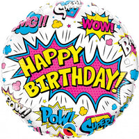 18 inch Superhero White Birthday Foil Balloon with Helium