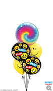 Birthday Tie Dyed Smiley Balloons Bouquet