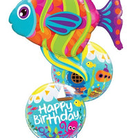 Tropical Fish Maritime Birthday Balloon Bouquet with Helium Weight