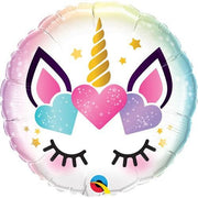 18 inch Birthday Unicorn Eyelashes Foil Balloons with Helium