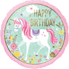 18 inch Unicorn Happy Birthday Foil Balloon with Helium
