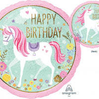 18 inch Unicorn Happy Birthday Foil Balloon with Helium