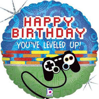 18 inch Video Game Level Up Happy Birthday Foil Balloon with Helium