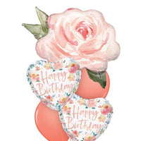 Birthday Watercolour Rose Flower Balloon Bouquet