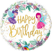 18 inch Wildflowers Fairies Happy Birthday Foil Balloon with Helium