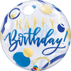 22 inch Happy Birthday Blue Gold Dots Bubble Balloons with Helium