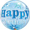 22 inch Happy Birthday Blue Sparkles Bubble Balloons with Helium