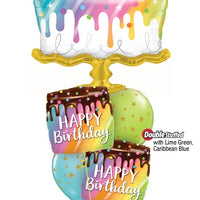Birthday Drip Cake Stars Rainbow Drip Balloon Bouquet