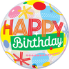 22 inch Happy Birthday Circles Dots Stripes Bubble Balloon with Helium