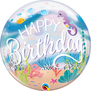 22 inch Mermaid Happy Birthday Bubble Balloon with Helium